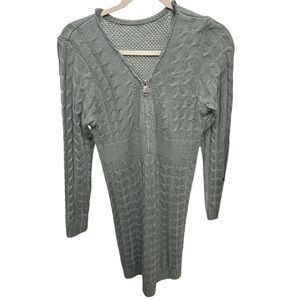 LOFT Size XS Petite Gray Cable Knit Sweater Dress